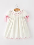 Pink Cross Bishop Christening Girls Dress