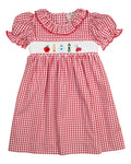 School Supplies Smocked Red Windowpane Dress