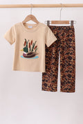 Camouflage duck applique pants set