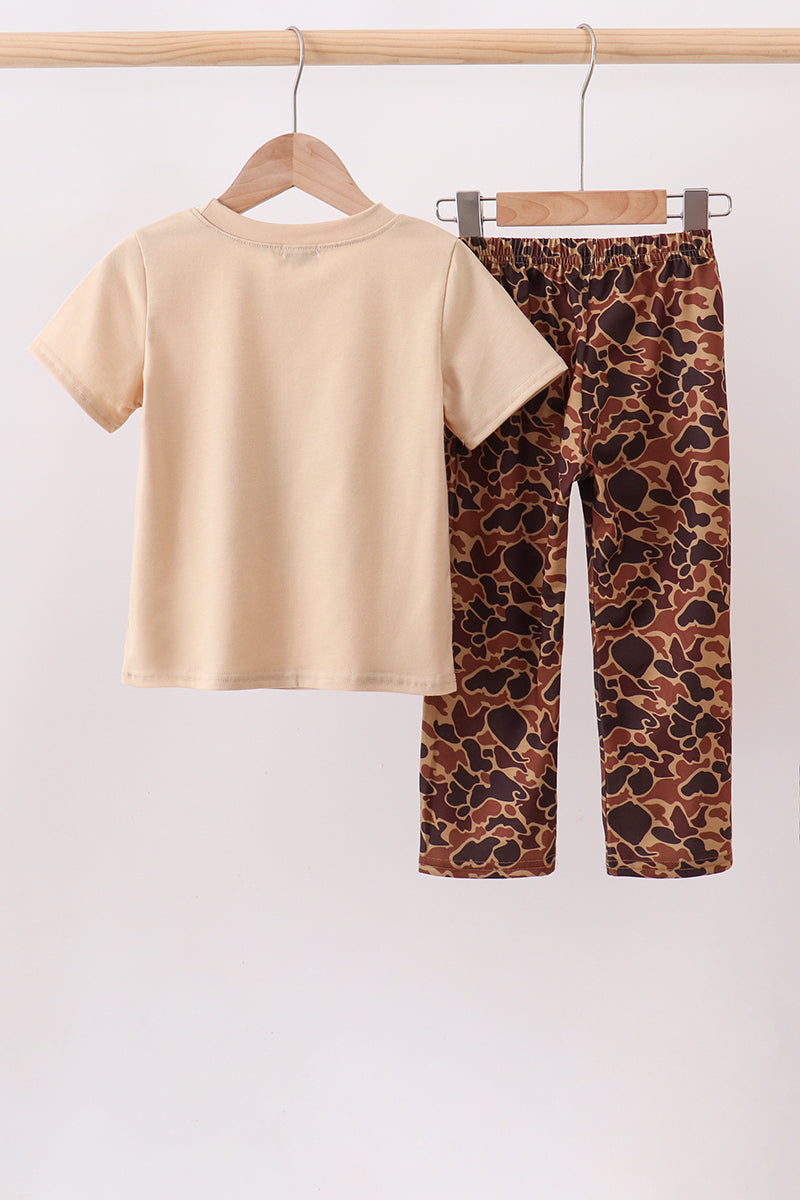 Camouflage duck applique pants set