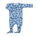 Blue Camouflage Zipper Footie